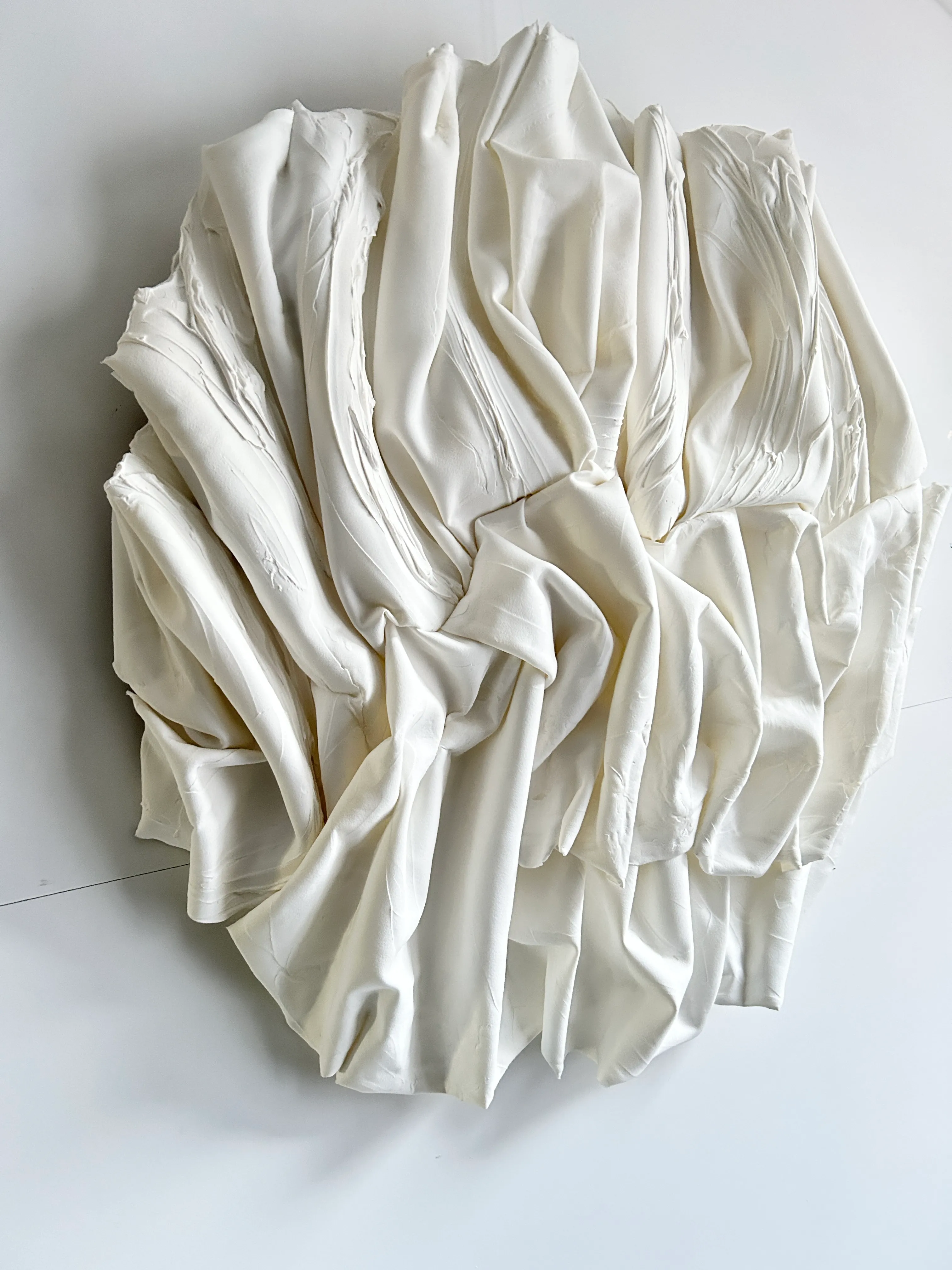 Behind the Fold, 2025 — a sculptural cream folded-paint work by Michele Luminato